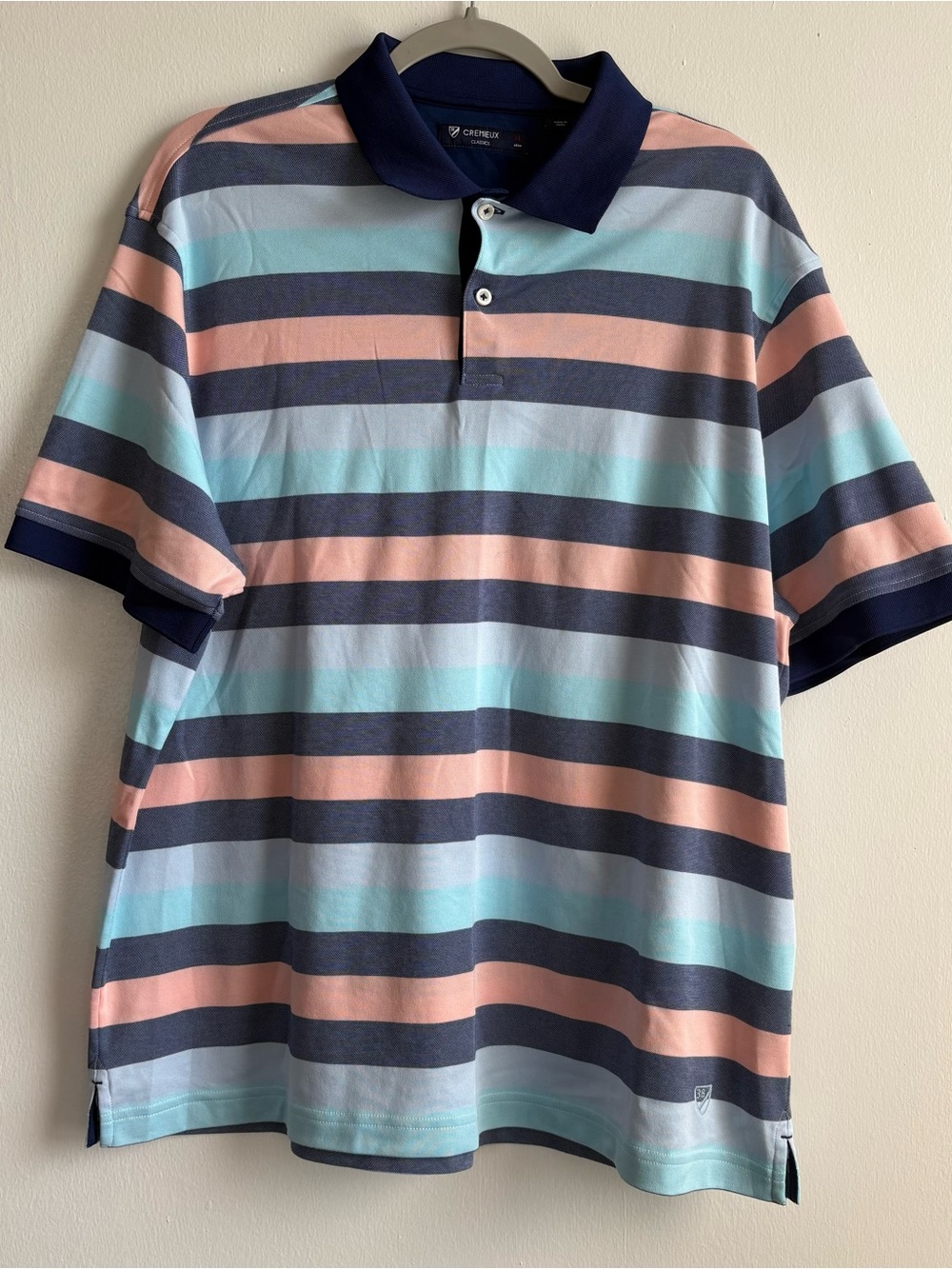 Cremieux Classics Striped Polo Shirt - Navy, Light Blue & Pink Men’s XL